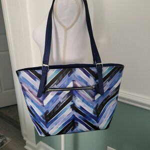 Calvin Klein, Shoulder Bag, Blue Chevron Striped